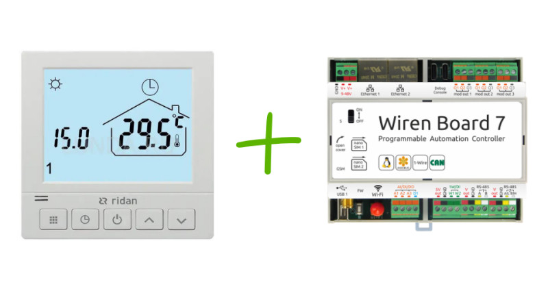 Connecting the Ridan Greencon-R thermostat to the Wiren Board controller
