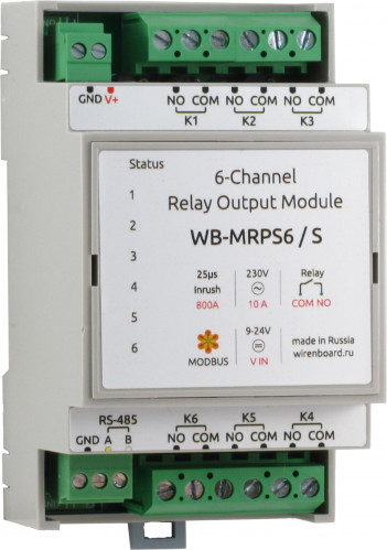 New 6-channel relay module WB-MRPS6 
