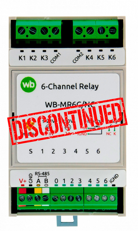  Модуль реле 6-канальный WB-MR6C/NC снят с производства