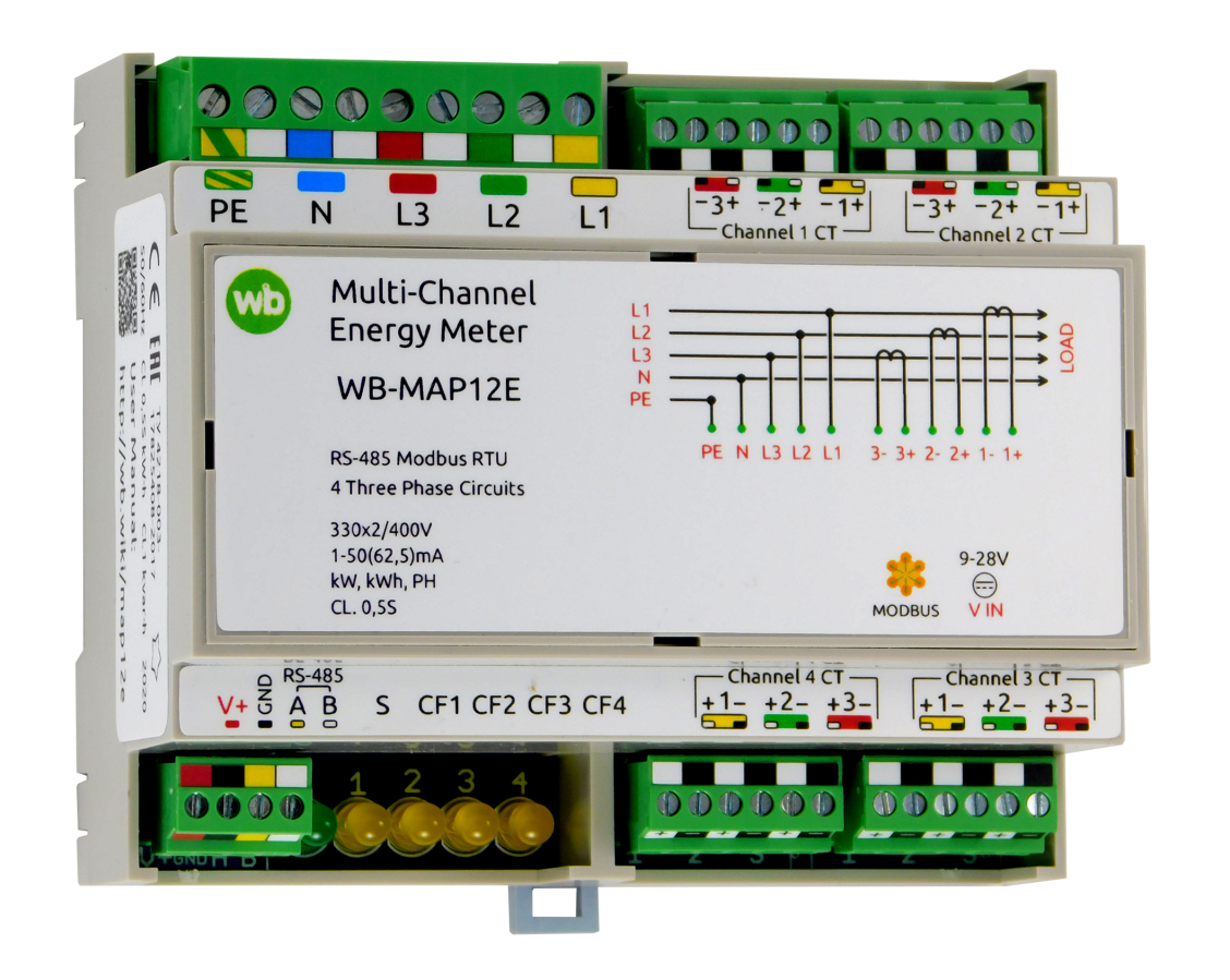 Wb map3e. WB-map12e. Счётчик трёхфазный WB-map3e с Modbus. Wirenboard WB-map12e. Многоканальный счетчик электроэнергии.